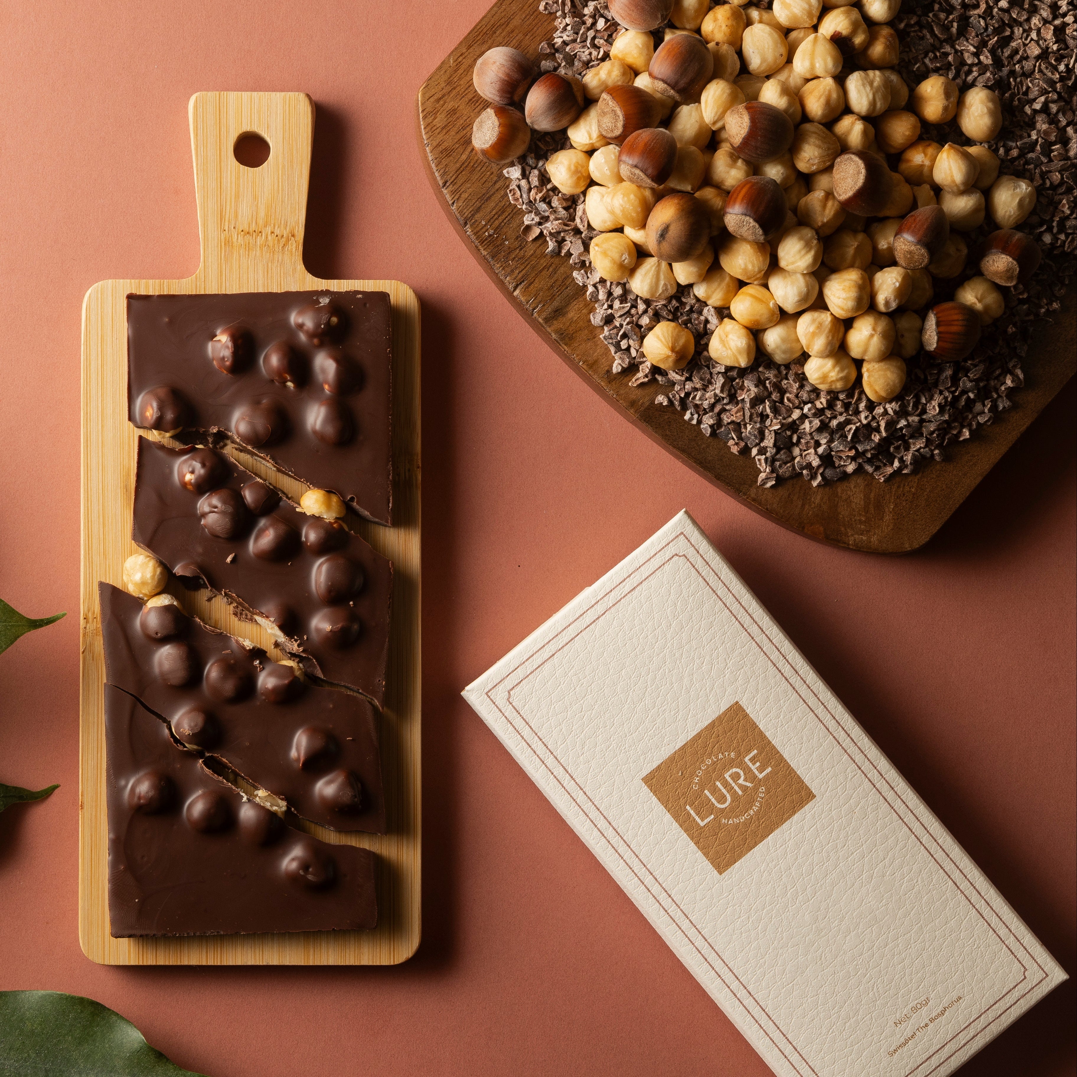 Lure 70% Hazelnut Dark Chocolate Tablets